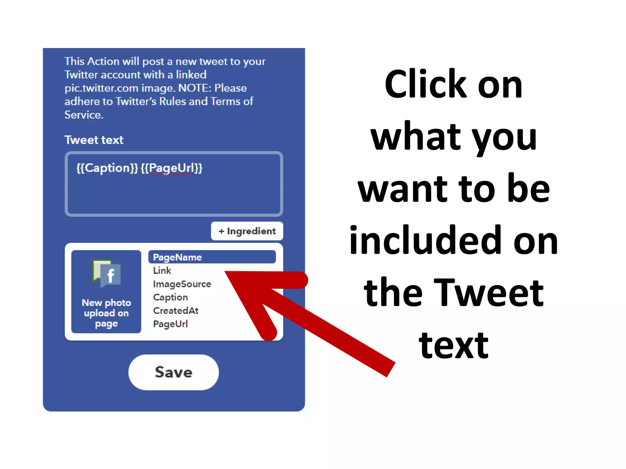 Click on
what you
want to be
included on
the Tweet
text
 