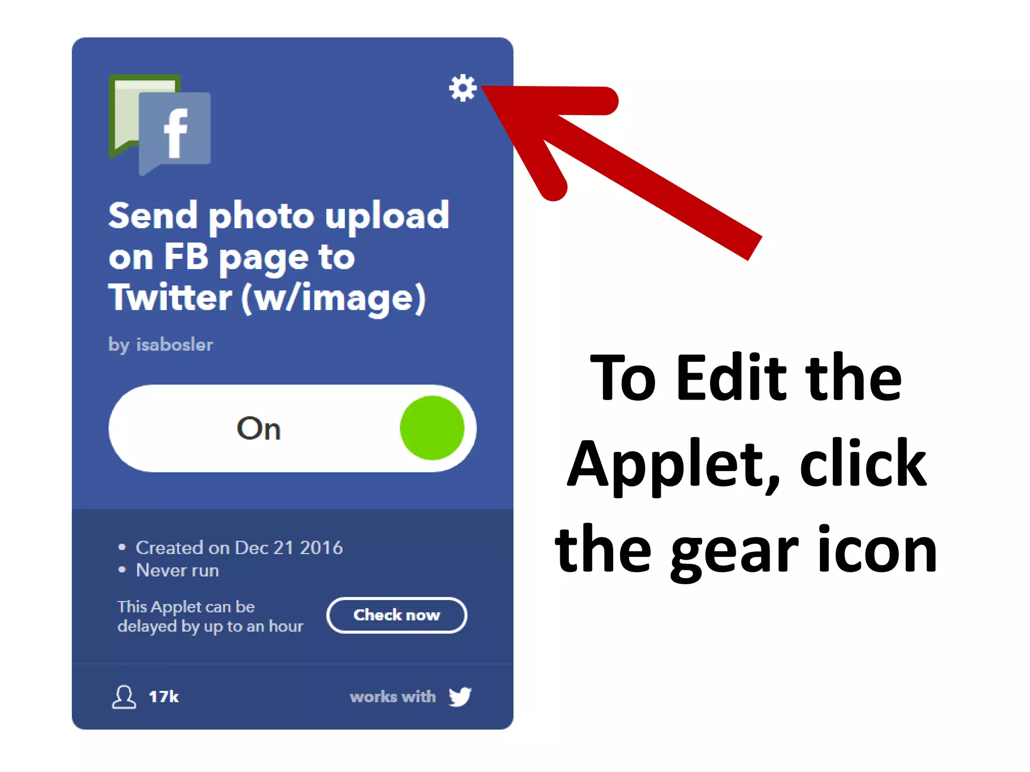 To Edit the
Applet, click
the gear icon
 