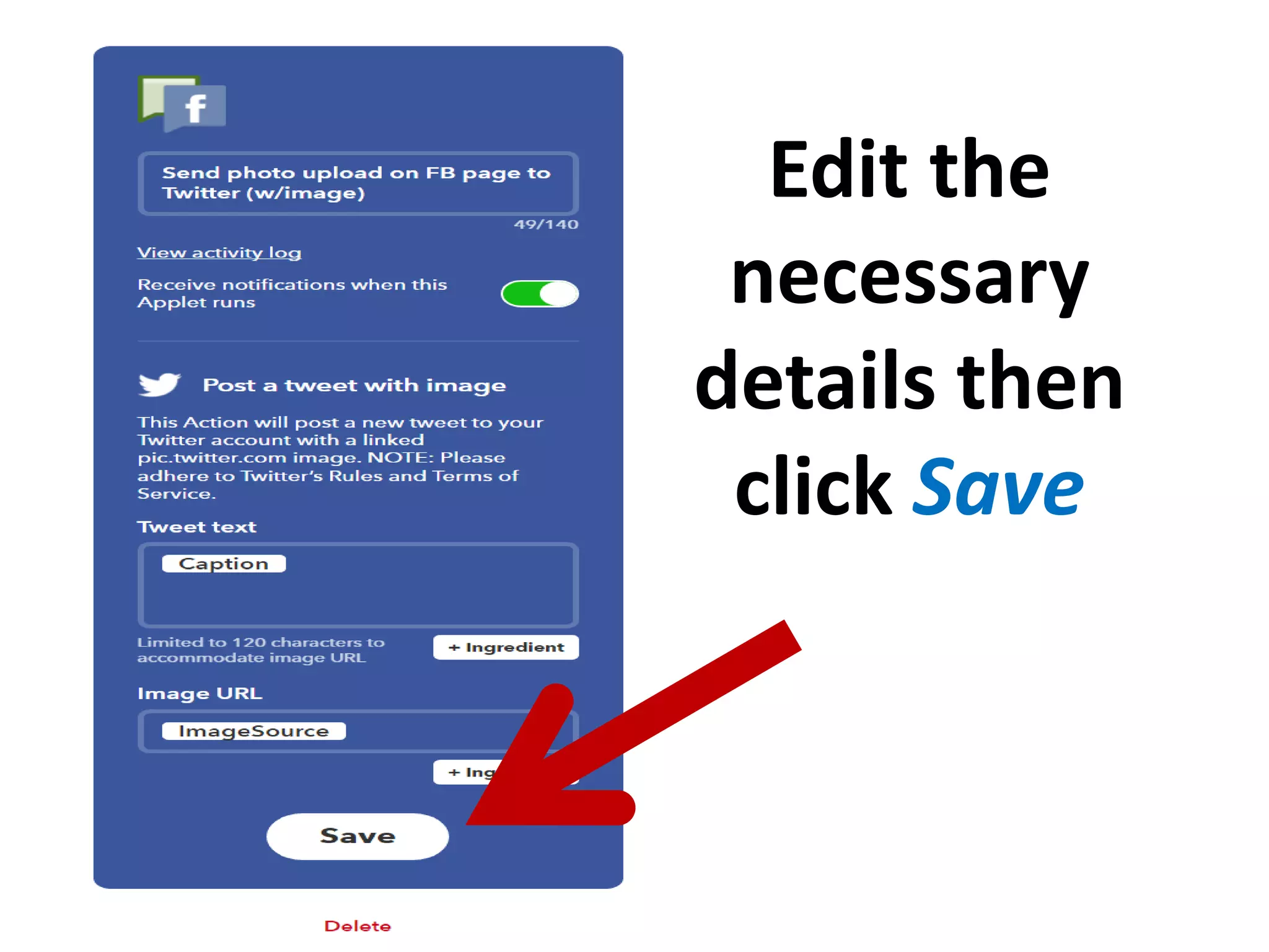 Edit the
necessary
details then
click Save
 