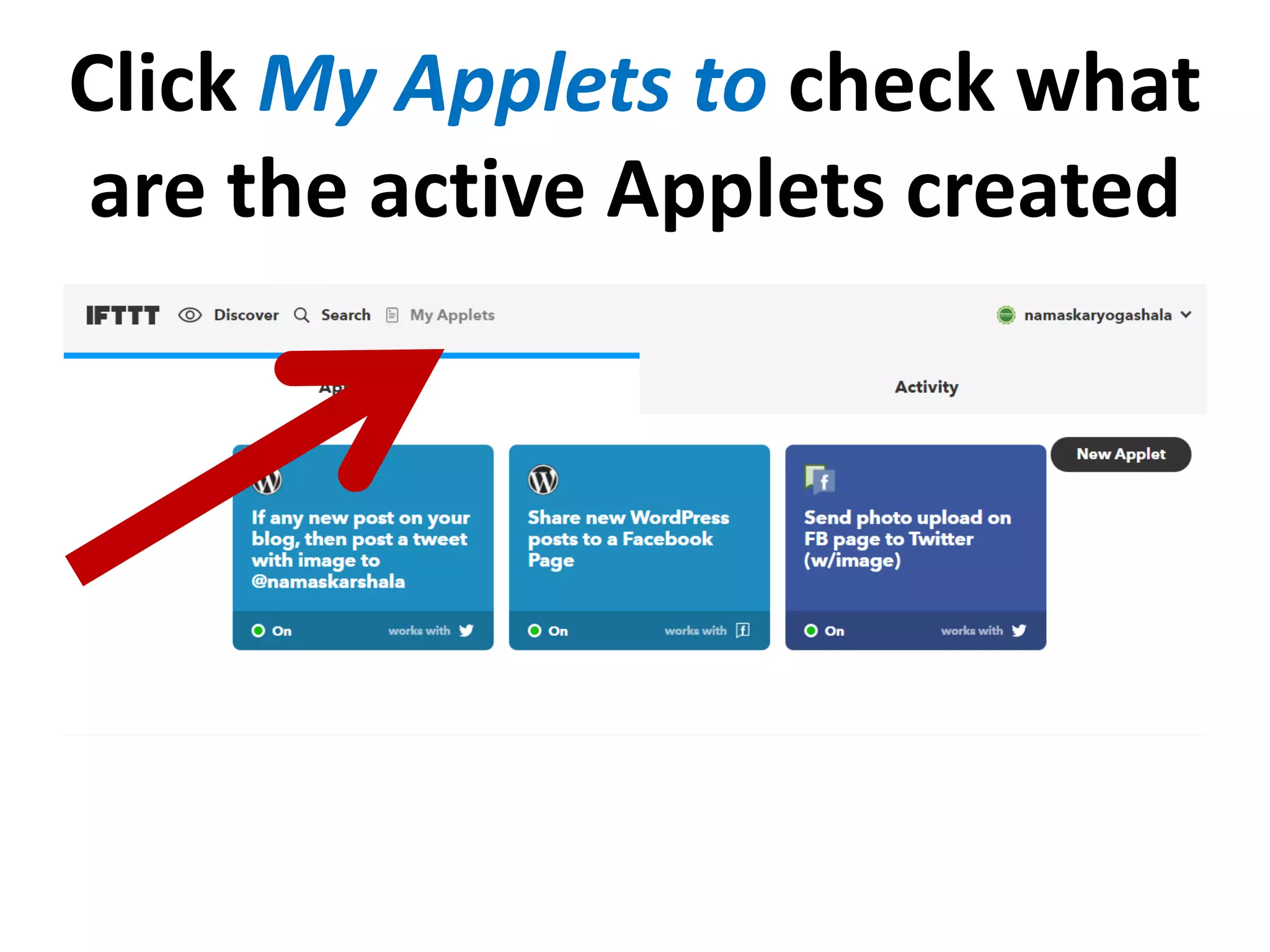 Click My Applets to check what
are the active Applets created
 
