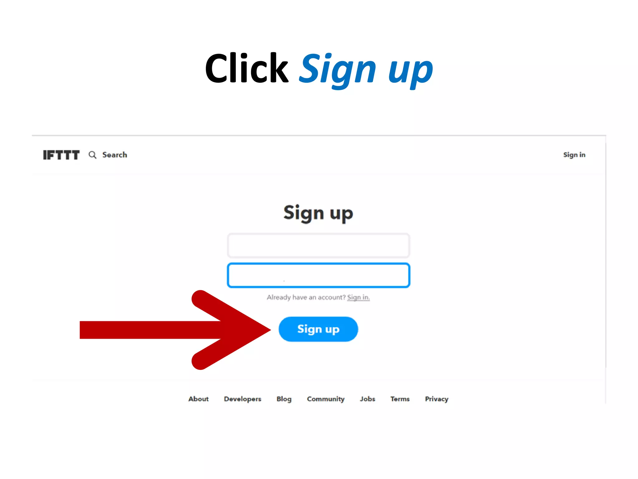 Click Sign up
 