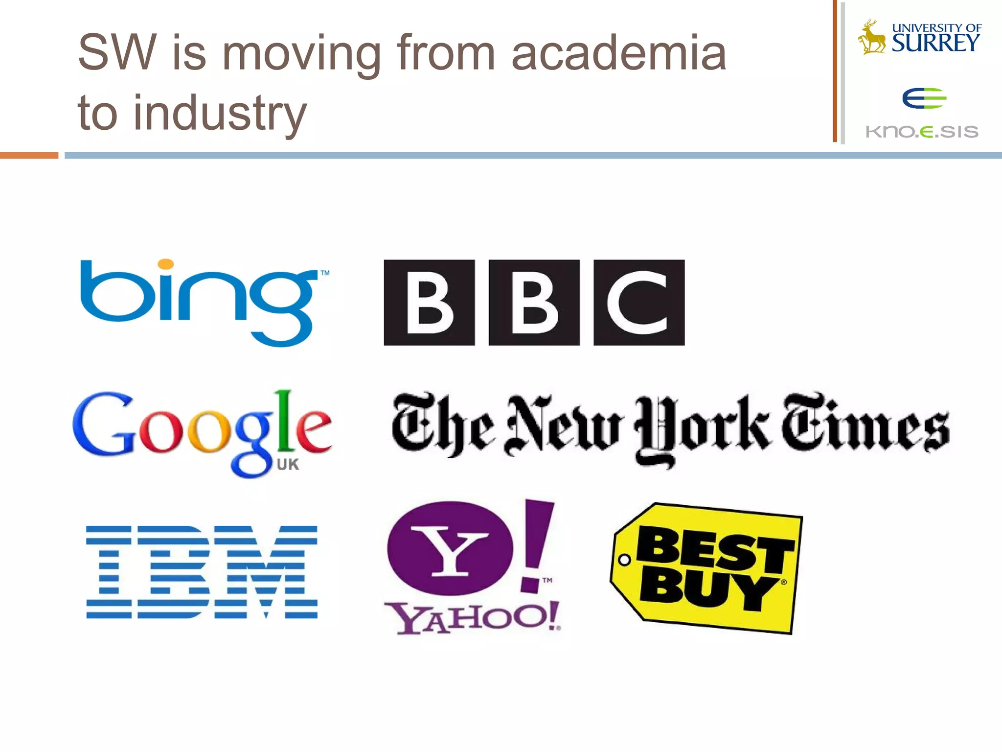 SW is moving from academia
to industry
 