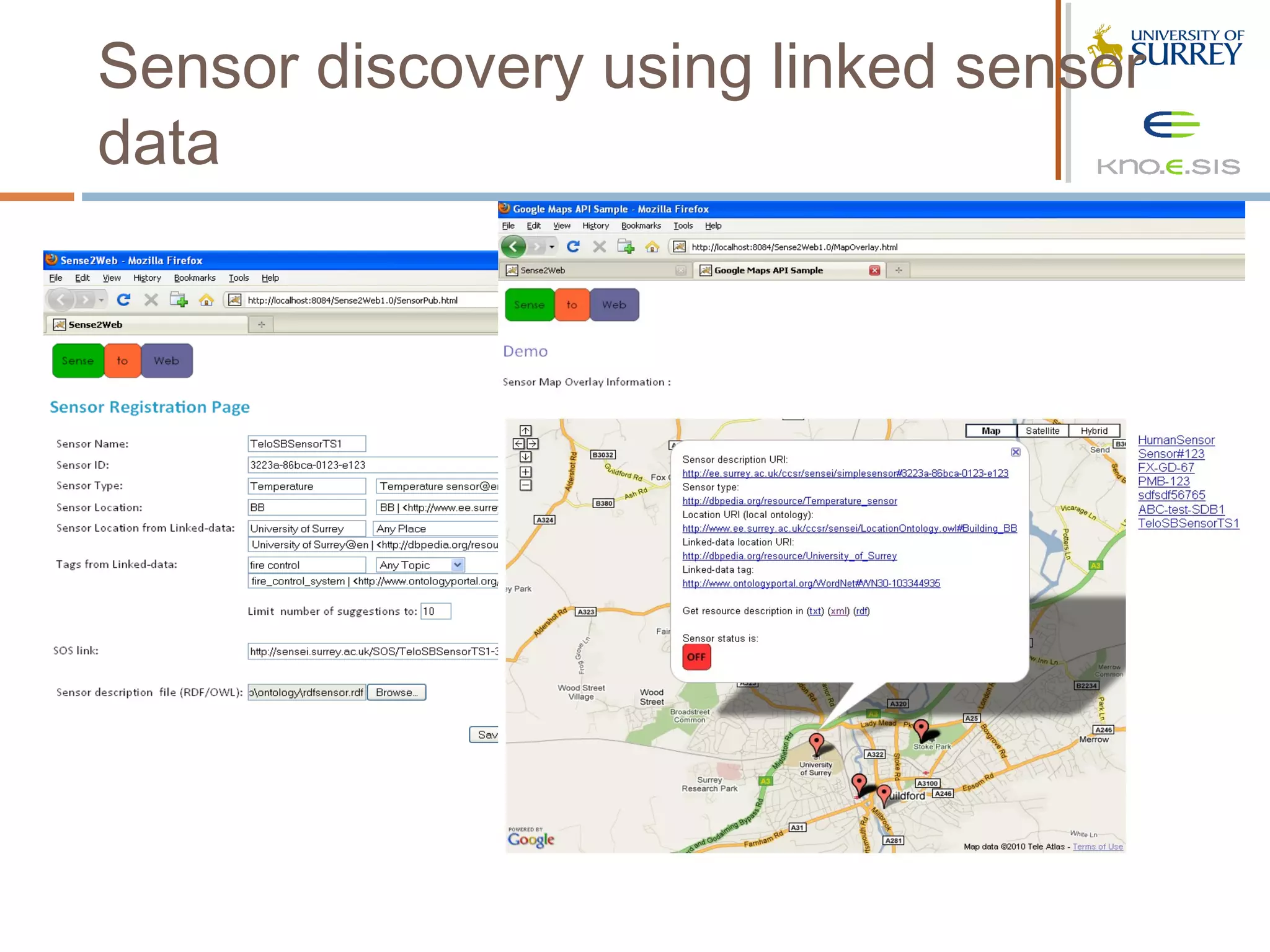 Sensor discovery using linked sensor
data
 