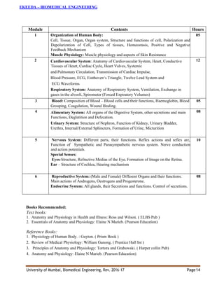 Ekeeda - Biomedical Engineering Syllabus | PDF