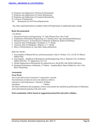 Ekeeda - Biomedical Engineering Syllabus | PDF
