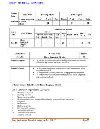 Ekeeda - Biomedical Engineering Syllabus | PDF