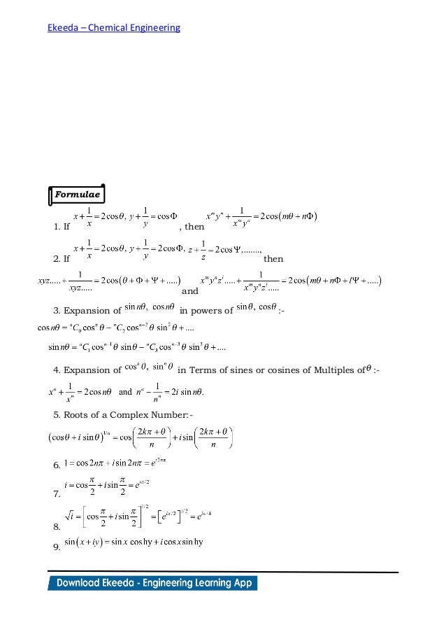 Ekeeda Chemical Engineering Applied Mathematics Complex Number Ekeeda Chemical Engineering Applied Mathematics Complex Number