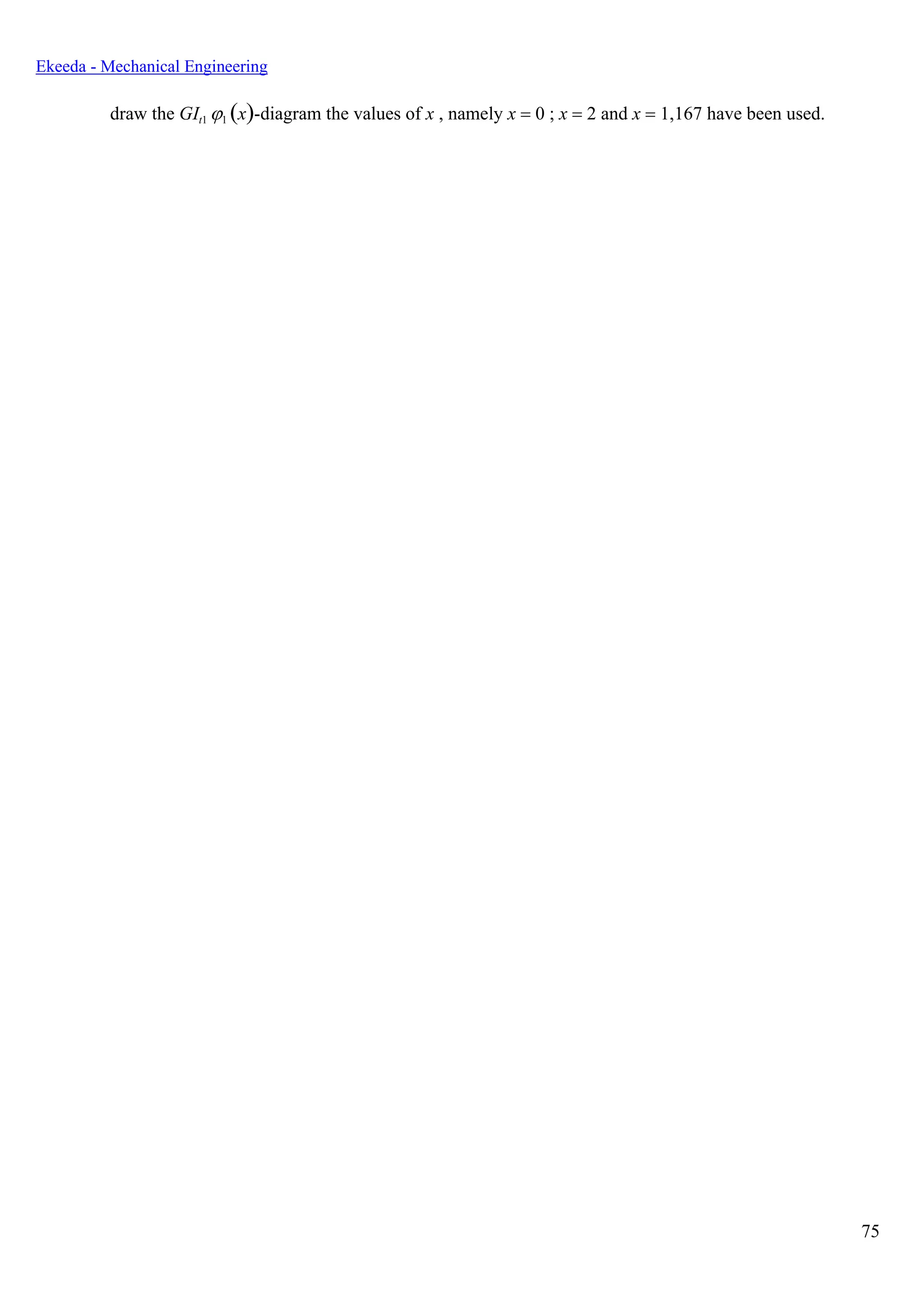 75
Ekeeda - Mechanical Engineering
draw the GIt1 1 (x)-diagram the values of x , namely x = 0 ; x = 2 and x = 1,167 have been used.
 