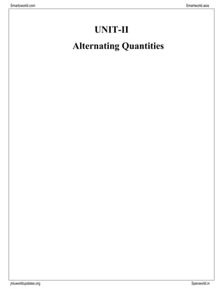 Smartzworld.com Smartworld.asia
jntuworldupdates.org Specworld.in
UNIT-II
Alternating Quantities
 