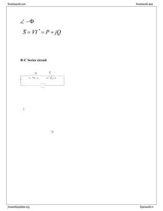 Smartzworld.com Smartworld.asia
jntuworldupdates.org Specworld.in
 −
S = VI *
= P + jQ
R-C Series circuit
 