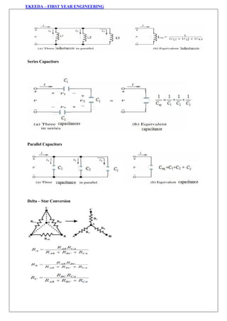 EKEEDA – FIRST YEAR ENGINEERING
Series Capacitors
Parallel Capacitors
Delta – Star Conversion
 