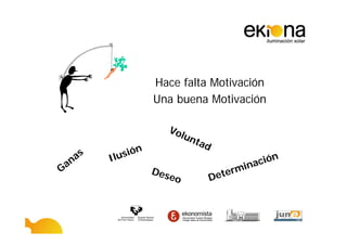 Hace falta Motivación
                     Una buena Motivación

                        Vo
                             lun
                                   tad
     as   Il usión
  an                                              ac ió n
G                    Des                      rmin
                        eo               D ete
 
