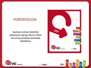 PORTAFOLIOA

   Ikasleak unitate didaktiko
bakoitzean egingo dituen fitxak
 eta lanak jasotzeko baliabide
           didaktikoa
 