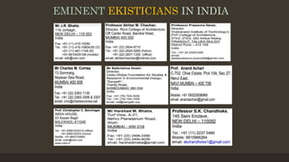 EMINENT EKISTICIANS IN INDIA
 