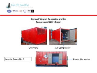 General View of Generator and Air
Compressor Utility Room
Overview
Power GeneratorMobile Room No. 2
Air Compressor
 