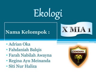 Nama Kelompok :
• Adrian Oka
• Fahdaniah Balqis
• Farah Nabilah Awayna
• Regina Ayu Meinanda
• Siti Nur Haliza
 
