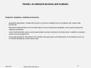 Cluster, on-demand services and modules
Design for compliance, reliability and security:
- geographic optimisation of data...