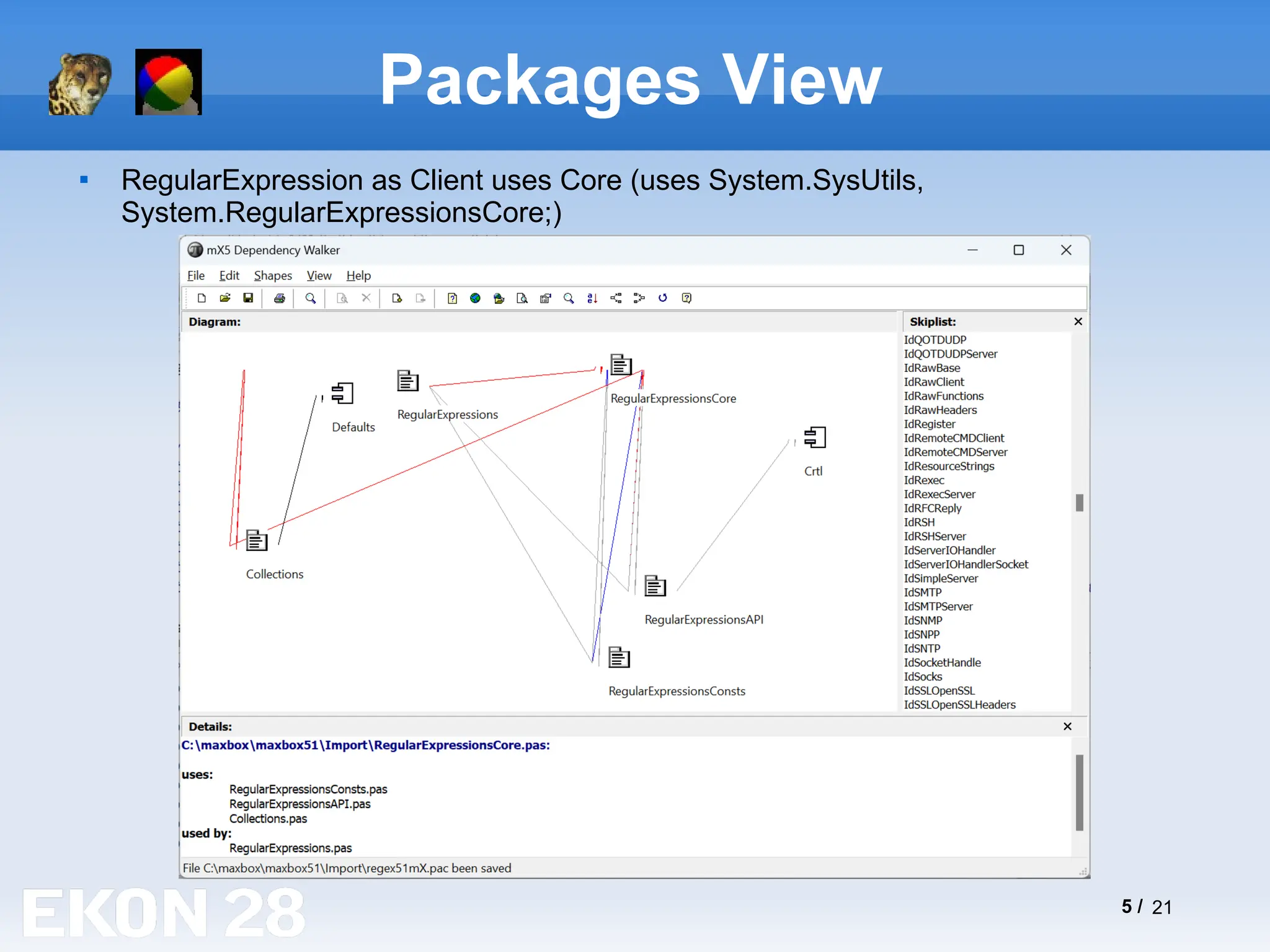5 / 21
Packages View

RegularExpression as Client uses Core (uses System.SysUtils,
System.RegularExpressionsCore;)
 