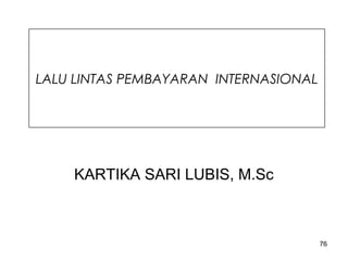 KARTIKA SARI LUBIS, M.Sc
76
LALU LINTAS PEMBAYARAN INTERNASIONAL
 