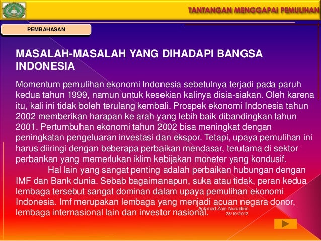 Menggapai pemulihan ekonomi indonesia