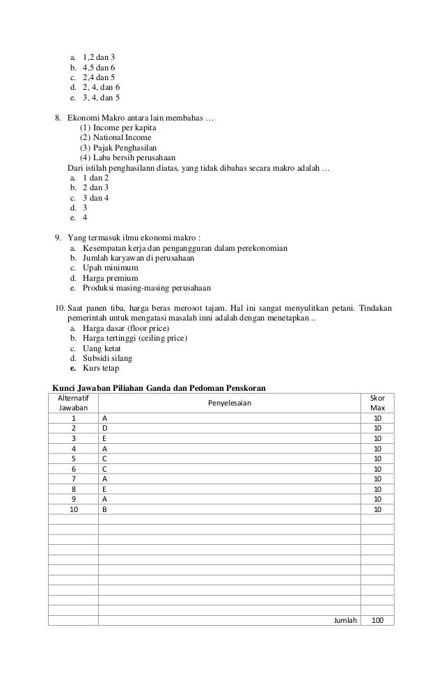 Get Soal Ekonomi Kelas Xii Ips Semester 1 Dan Kunci Jawaban Pics