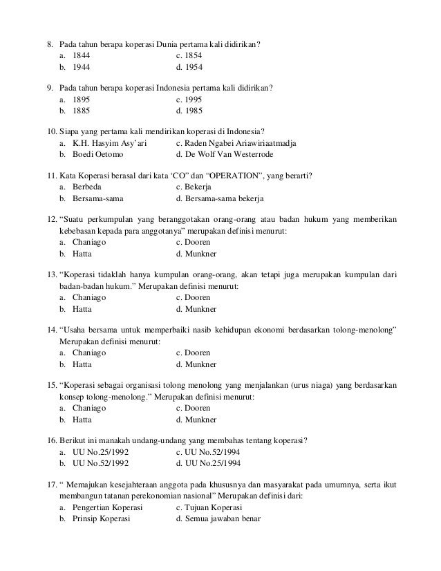50++ Soal tes koperasi dan jawabannya ideas in 2021 