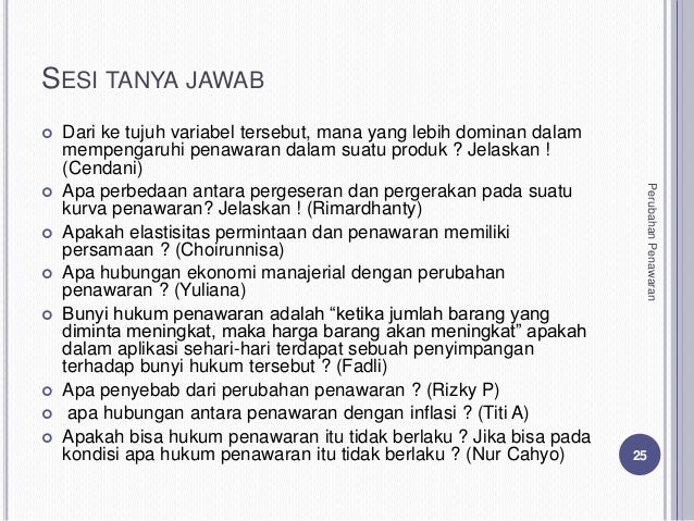 Ekonomi Manajerial Materi Perubahan Penawaran