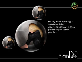 Fosfáty (nebo fosfonáty) -
společníky A-PAL,
přispívají k jejích rychlejšímu
proniknutí přes lidskou
pokožku.
 