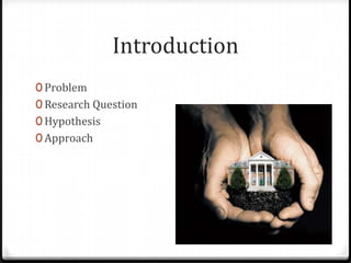 Introduction
0 Problem
0 Research Question
0 Hypothesis
0 Approach
 