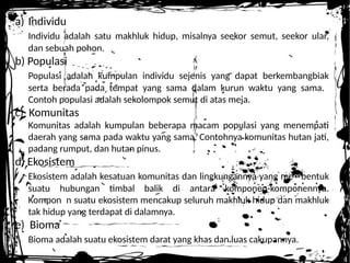 Contoh Individu materi tentang ekosistem yang memuat pengertian,komponen dan interaksi ...