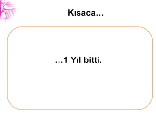Kısaca… … 1 Yıl bitti. 