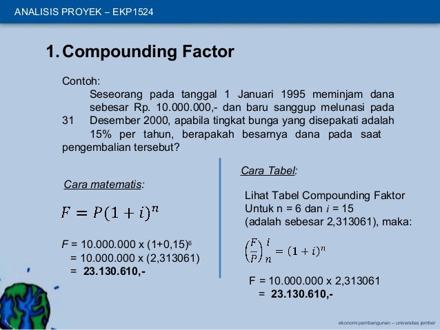 bunga nilai tabel Value 2) Time The Money Proyek Of BAB (Analisis