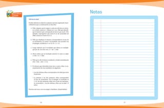 26 27
Adivina la edad
Puedes adivinar la edad de cualquier persona siguiendo el pro-
cedimiento que a continuación se describe:
a)	 Pide a alguien que le asigne a cada mes del año un núme-
ro, es decir, enero es 1, febrero es 2, etc. Pide que identifi-
que el número que corresponde al mes en que nació. (Por
ejemplo, supongamos que nació el 22 de noviembre de
2000, entonces el mes es el 11)
b)	Pide que duplique el número correspondiente al mes de
su nacimiento y le sume 5 al resultado. (De acuerdo con
el ejemplo, el doble de 11 es 22; 22 + 5 = 27)
c)	Luego indícale que el resultado que obtuvo lo multipli-
que por 50. (En este caso, 27 × 50 = 1350)
d)	Ahora indica que al resultado anterior le sume su edad.
(1350 + 14 = 1364)
e)	 Pide que te dé el número resultante y réstale mentalmente
250. (1364 – 250 = 1114)
f)	 El número que obtendrás tiene tres o cuatro cifras. La in-
terpretación de esta cantidad es la siguiente:
•	 Las dos últimas cifras corresponden a la edad que tiene
la persona.
•	 La primera o las dos primeras cifras corresponden
al mes de nacimiento. (En el ejemplo, el resultado es
1114, las dos primeras cifras son el mes de nacimien-
to: noviembre; y las dos últimas cifras son la edad: 14
años).
Practica este truco con tus amigos y familiares. ¡Sorpréndelos!
NotasMatemáticas
curiosas
 