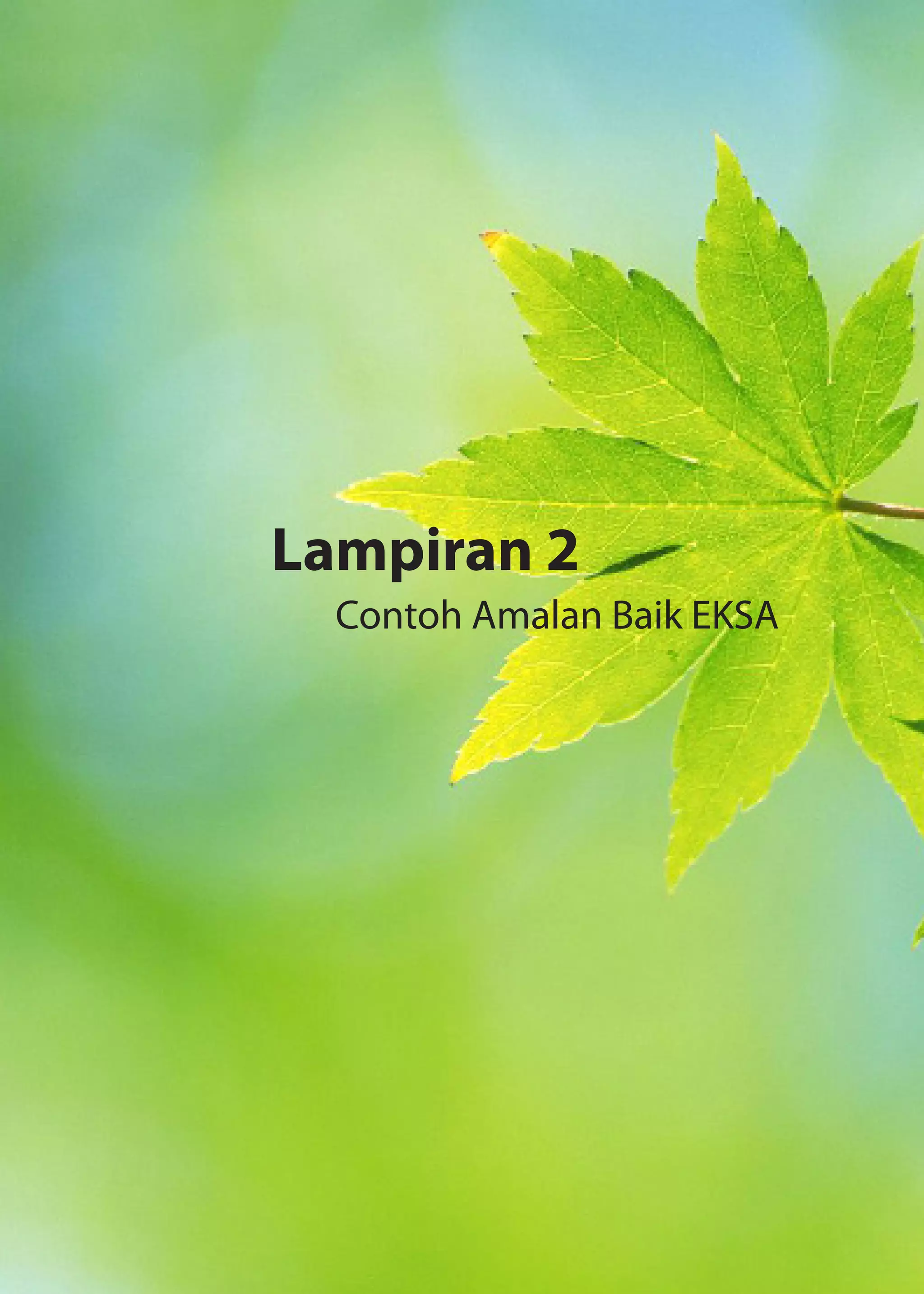 128
Panduan Pelaksanaan
EKOSISTEM KONDUSIF SEKTOR AWAM (EKSA)
Lampiran 2
Contoh Amalan Baik EKSA
 