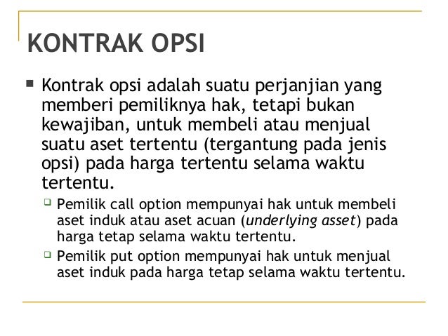 Opsi komoditas vs opsi saham