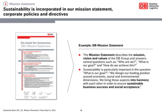 Dbs Policy Example The Sustainability Approach of Deutsche Bahn | PDF
