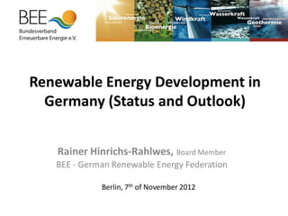 Renewable Energy Development in Germany / Rainer Hinrichs-Rahlwes | PDF