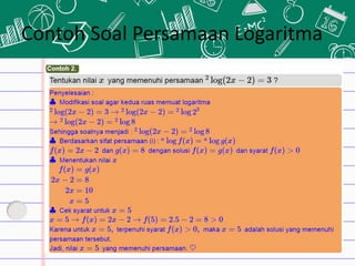 Contoh Soal Persamaan Logaritma
 