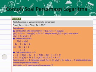 Contoh Soal Persamaan Logaritma
 