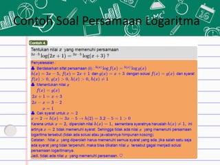 Contoh Soal Persamaan Logaritma
 