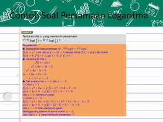 Contoh Soal Persamaan Logaritma
 