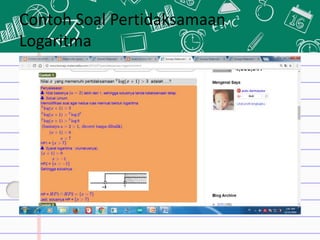 Contoh Soal Pertidaksamaan
Logaritma
 
