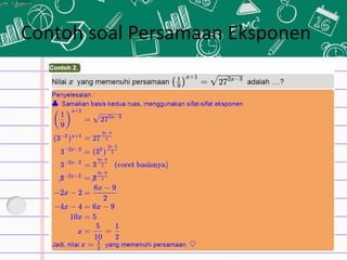 Contoh soal Persamaan Eksponen
 