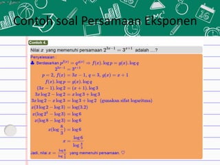 Contoh soal Persamaan Eksponen
 