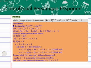 Contoh soal Persamaan Eksponen
 