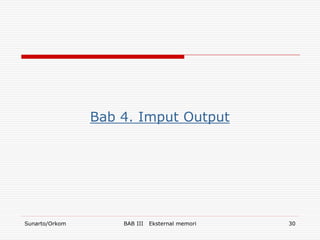 Bab 4. Imput Output




Sunarto/Orkom       BAB III   Eksternal memori   30
 