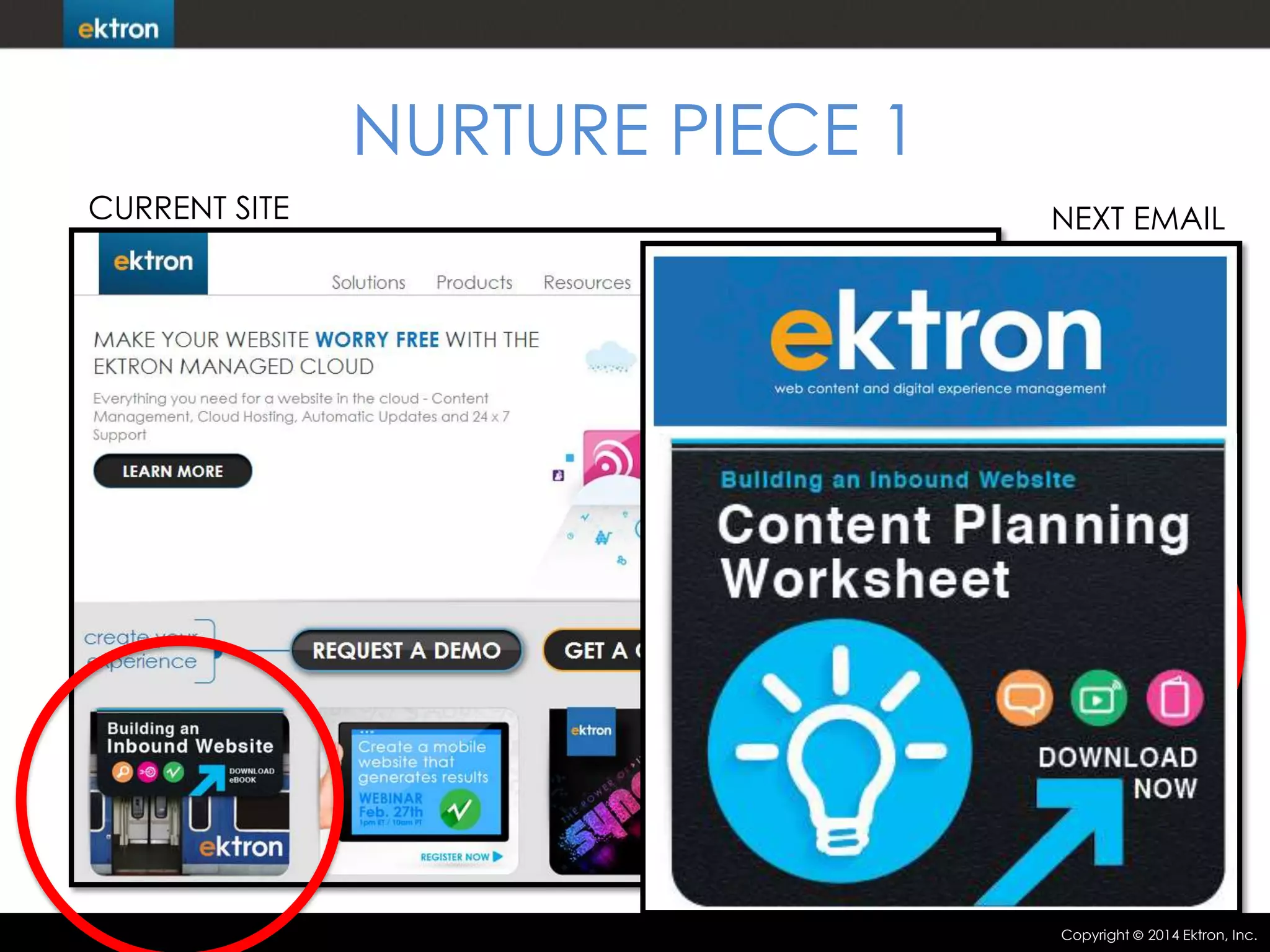 NURTURE PIECE 1
CURRENT SITE

NEXT EMAIL

Copyright

2014 Ektron, Inc.

 