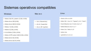 Sistemas operativos compatibles
Windows: Mac os x Linux