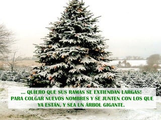 …  QUIERO QUE SUS RAMAS SE EXTIENDAN LARGAS!  PARA COLGAR NUEVOS NOMBRES Y SE JUNTEN CON LOS QUE YA ESTÁN, Y SEA UN ÁRBOL GIGANTE.  