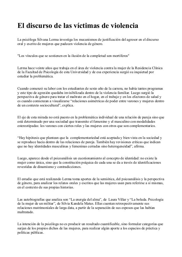 El discurso de las víctimas de violencia